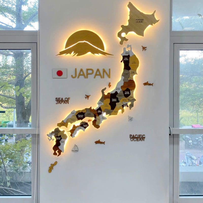 Bản Đồ Nhật Bản 3D Bằng Gỗ - Japan Map (Led) 2 ban-do-go-nhat-ban-japan-china-map-migodecor