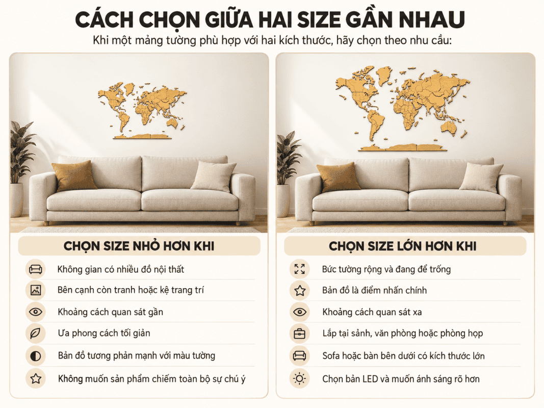 Cách Chọn Kích Thước Bản Đồ Thế Giới Bằng Gỗ Theo Từng Size Tường 21 Guidelines for choosing wall sizes