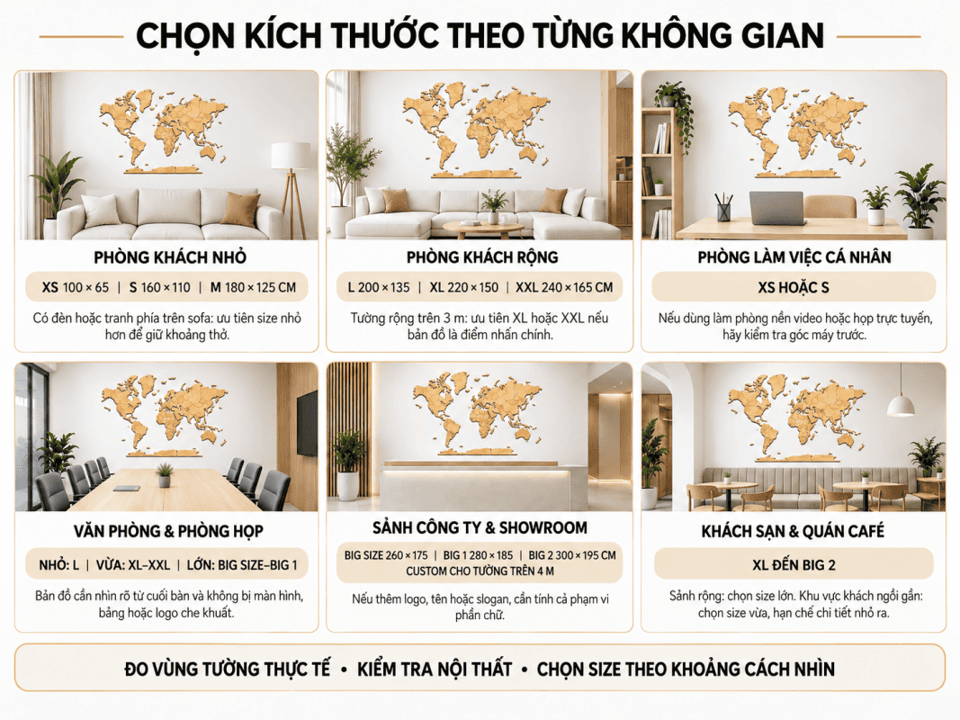 Cách Chọn Kích Thước Bản Đồ Thế Giới Bằng Gỗ Theo Từng Size Tường 25 World map with size guidelines